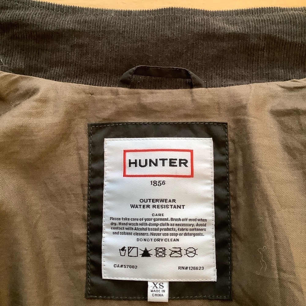 HUNTER Waxed Cotton Utility Rain Jacket Olive Green Coat Water Resistant XS - Picture 11 of 15